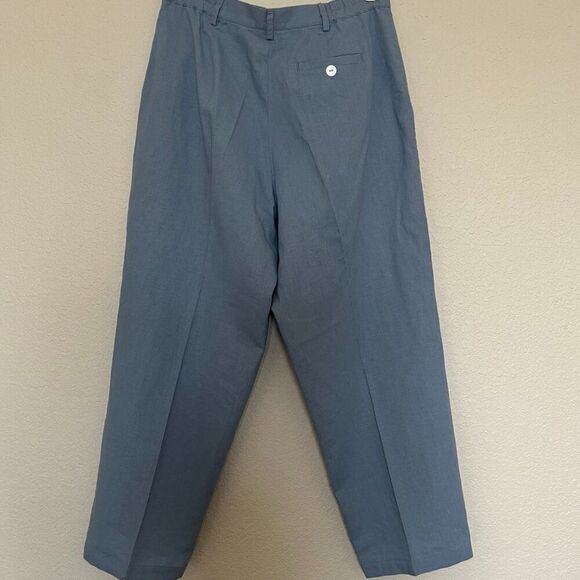 SUSAN BRISTOL Linen grey-blue pants with high waist size 12 - Picture 2 of 14